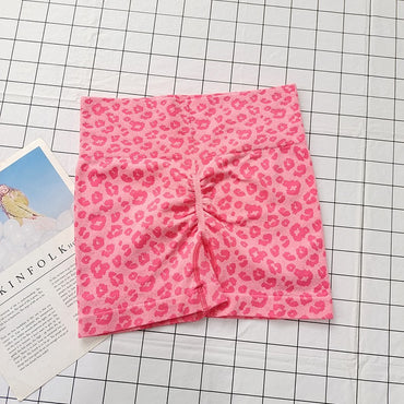 Women's Leopard Print High-Waisted Biker Shorts-Peach Butt-Lifting,Slim-Fit,Quick-Drying,Stretchy for Running,Yoga & Fitness