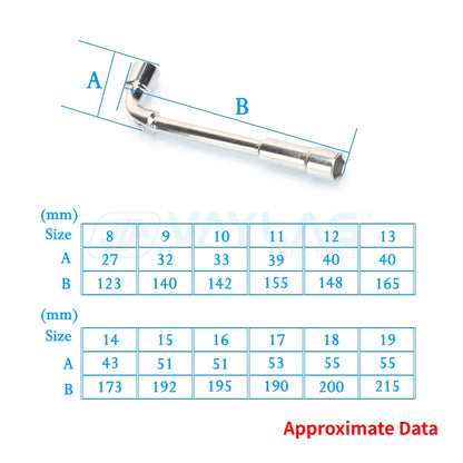 Chave Soquete Angulada Tipo L de 6-24mm Chave de Porca de Dupla Extremidade com Furo Passante Ferramentas Chave Soquete Multifuncional para Mecânico