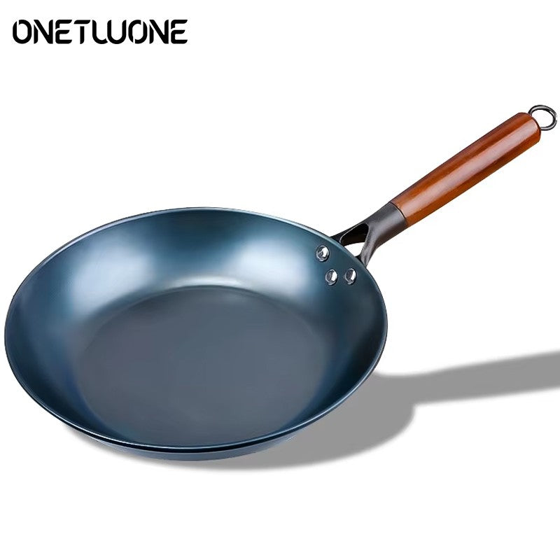 Iron Frying Pan Uncoated Iron Wok Flat Bottom Skillet Non-stick Egg Pancake Pan Steak Frying Pot Gas and Induction 27/29/31/33cm