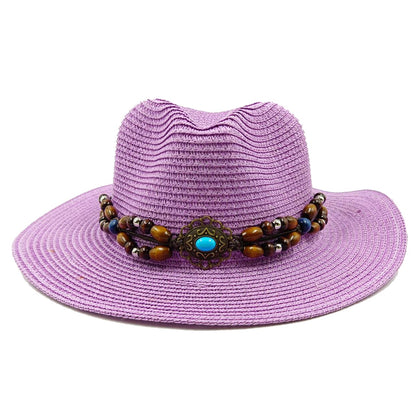 Rose Red Summer Straw Hat Jazz Top Visor Hat New Accessories Outdoor Summer Visor Beach Hat  sombreros