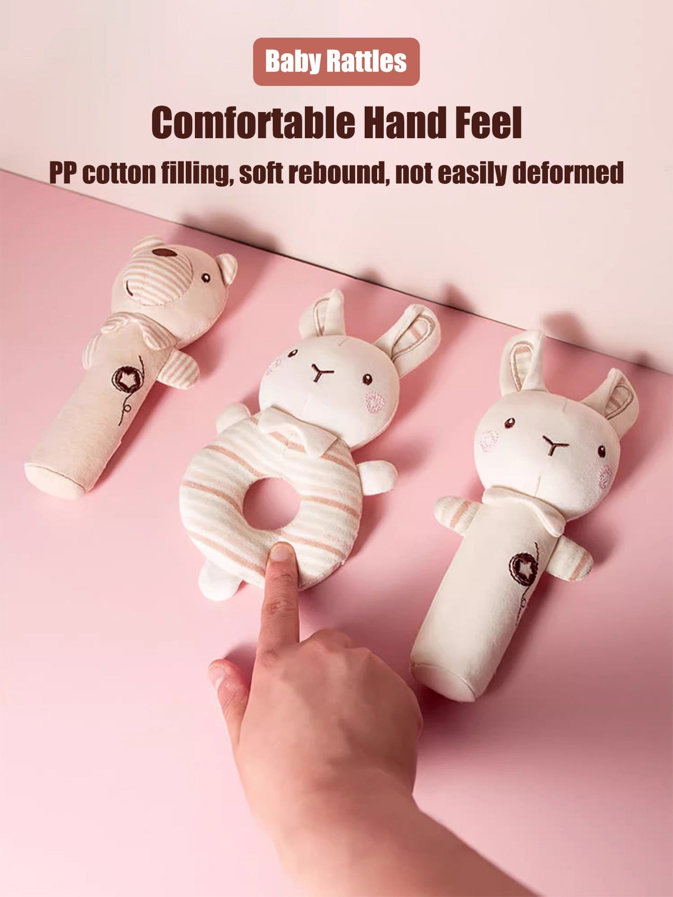 1PCS 0-6 months Baby Hand Shaker Newborn Comfort Toy Baby 0-1 Year Old Toy Baby Stick and Round Rattle