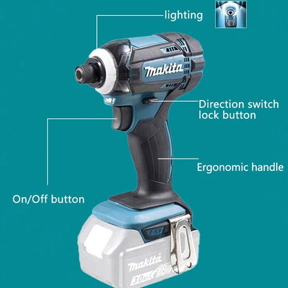 Parafusadeira elétrica sem fio Makita DTD173 1800rpm, chave de impacto 180Nm, furadeira elétrica para madeira/parafusos/modo T, para bateria Makita 18V