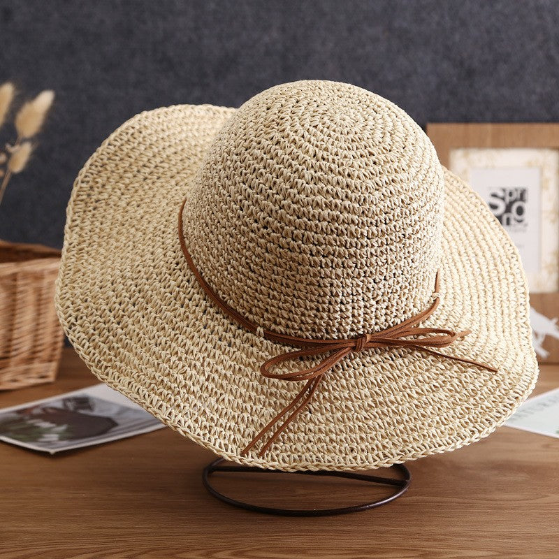 Summer Beach Korean Straw Hat for Women Visor Bucket Hat Hand Weaving Panama Girl Fishing Chapeau Sun Hats for Women