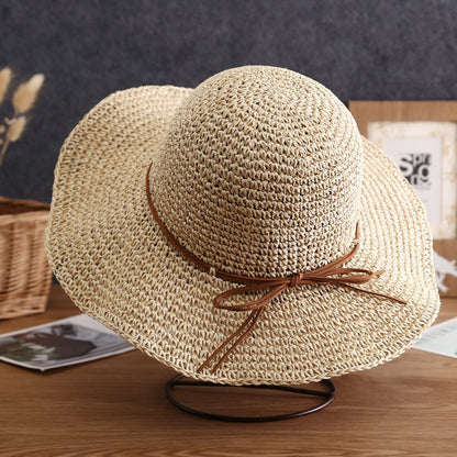 Summer Beach Korean Straw Hat for Women Visor Bucket Hat Hand Weaving Panama Girl Fishing Chapeau Sun Hats for Women