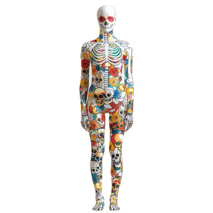 Adult Halloween Skeleton 3d Printing Holiday Party Cyberpunk Bodysuit And Mask Jumpsuit Skeleton Alien Cosplay Costume Bodysuit