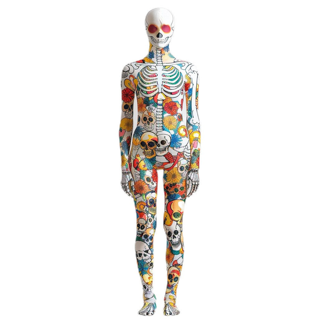 Adult Halloween Skeleton 3d Printing Holiday Party Cyberpunk Bodysuit And Mask Jumpsuit Skeleton Alien Cosplay Costume Bodysuit