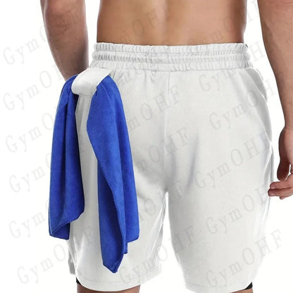 Men's UFC Printed Quick-Dry Double-Layer Sports Shorts, Breathable Tennis Training Shorts