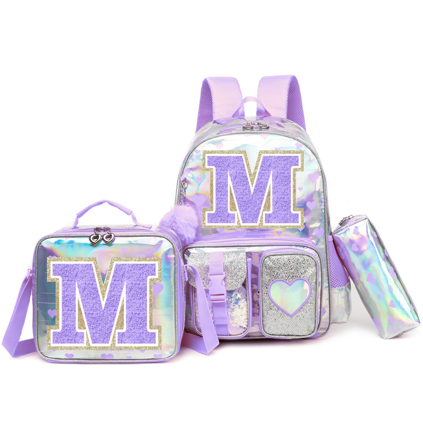 Mochila para meninas com estampa "Love" para a escola primária. De volta às aulas? O tamanho e a fonte das letras são aleatórios?