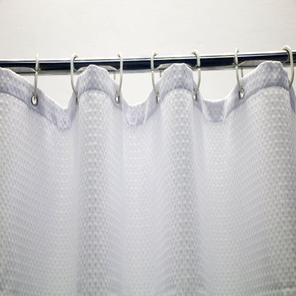 Cortina de Chuveiro de Tecido Minghe, Cortina de Chuveiro de Banheiro de Pano Resistente, Cortina de Chuveiro de Poliéster Waffle 230 gsm