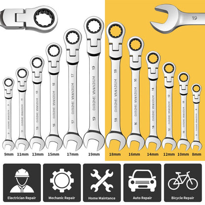 1 Chave Catraca Flexível com Cabeça Articulada para Garagem, Ferramenta Manual Métrica para Reparo Automotivo e Residencial