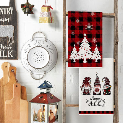 4/6pcs Christmas Kitchen Towel Set, Buffalo Checkered Dishcloths, Soft and Comfortable Winter Truck Farmhouse Tea Towels Joe,