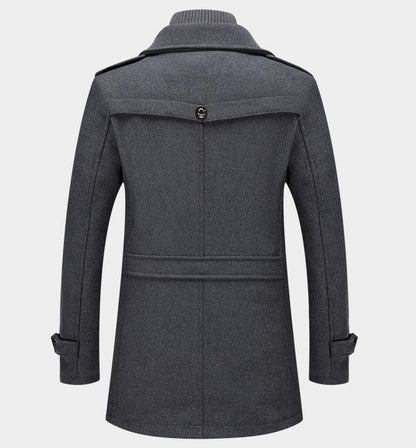 New Autumn Winter Wool Coat Men Fashion Double Collar Thick Jacket Single Breasted Trench Coat Men Casual Wool Blends Overcoats