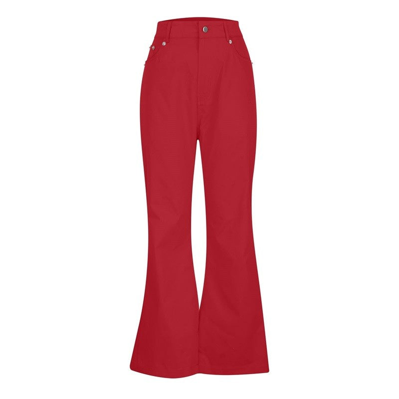 2024 New Fashion Men's Retro Flare Pants, Solid Color Mid-Rise Trousers Casual Classic 70s Bell Bottom