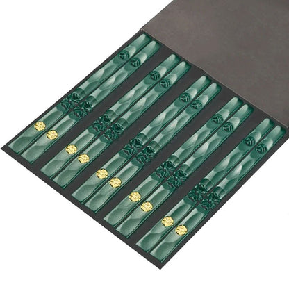 5 Pares de Hashis Japoneses Chineses Sushi Antiderrapantes Reutilizáveis de Metal Conjunto de Hashis Coreanos Conjunto de Talheres de Liga Saudável