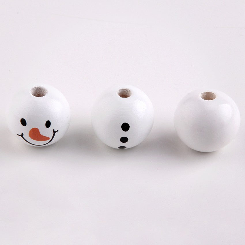 NANA Christmas Snowman Wood Craft Beads Christmas Theme Painted Diy Festive Party Decoration Fashion Custom Craft Accessories