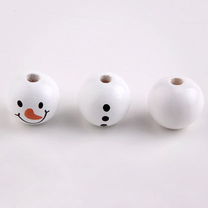 NANA Christmas Snowman Wood Craft Beads Christmas Theme Painted Diy Festive Party Decoration Fashion Custom Craft Accessories