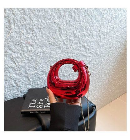 Fashion Crescent Mini Acrylic Chain Evening Bag for Women, Shoulder and Crossbody Bag