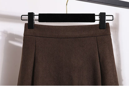 Plus Size Skirt Women 2024 Winter High Waist Elastic Velvet A Line Mermaid Skirt Korean Style Elegant Brown Or Black Long Skirts
