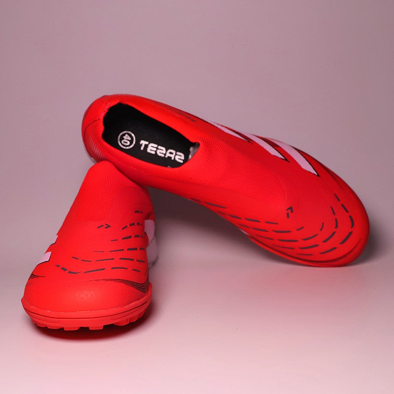 2503TF Without-Lace Mens Soccer Shoes SLIP-ON Non-Slip Turf Soccer Cleats for Kid TF/FG Training Football Boots Chuteira Campo