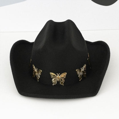 A52E Panama Hat Classical Headwear Decorative Butterly Charm Headwear Photo Props