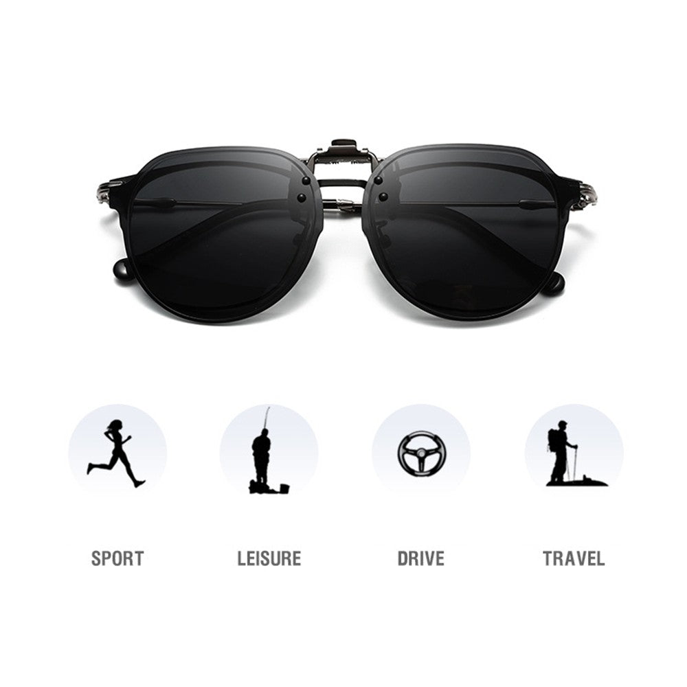 VIVIBEE Flip Up Clip on Sunglasses Polarized Men Driving Women Fishing UV400 Night Vision Sun Glasses Clips Universal Goggles