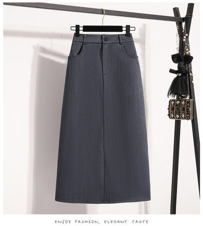 Suit Half-body Skirt Women's Large Size Autumn New Fashion Elegant Commuting Medium-length Package Hip Skirts Loose A-line Skirt