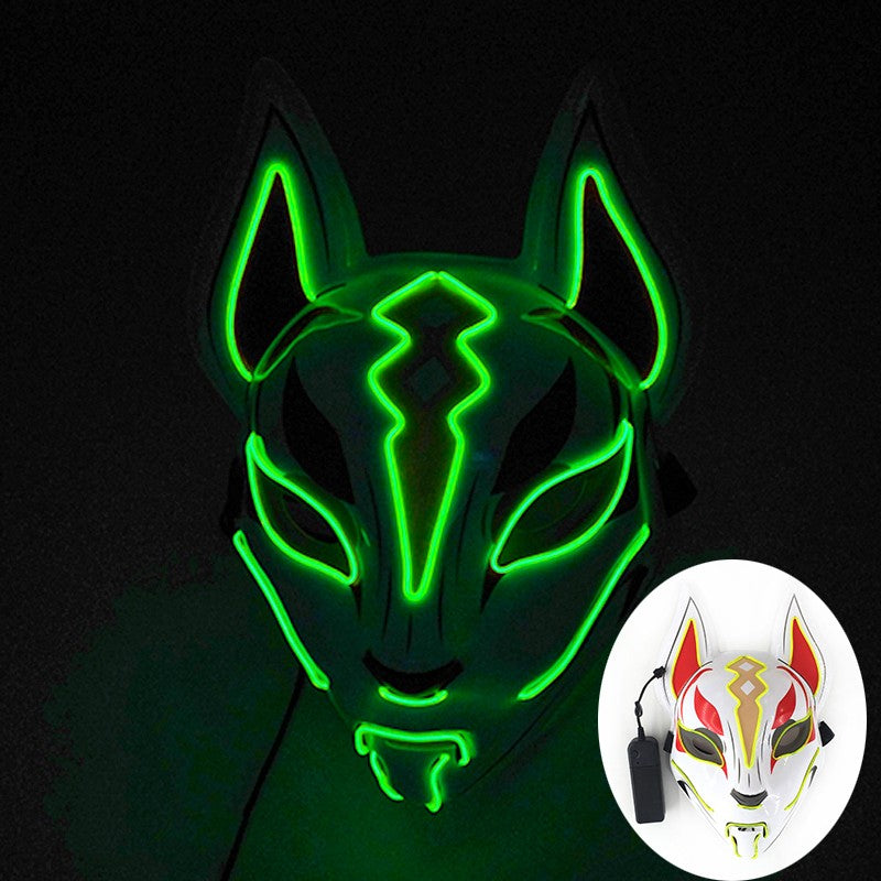 Cool Neon Light up Fox Mask Men Luminous Disguise Masks Glow in the Dark Cosplay Costume Trick or Treat Decoration