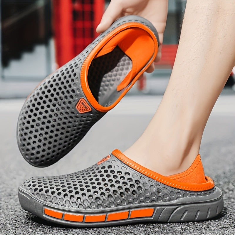 Men's and Women's Summer Sandals Clogs Casual Round Toe Slip on Outdoor Geometric Pattern Anti-slip Beach Hole Shoes Plus 46 47