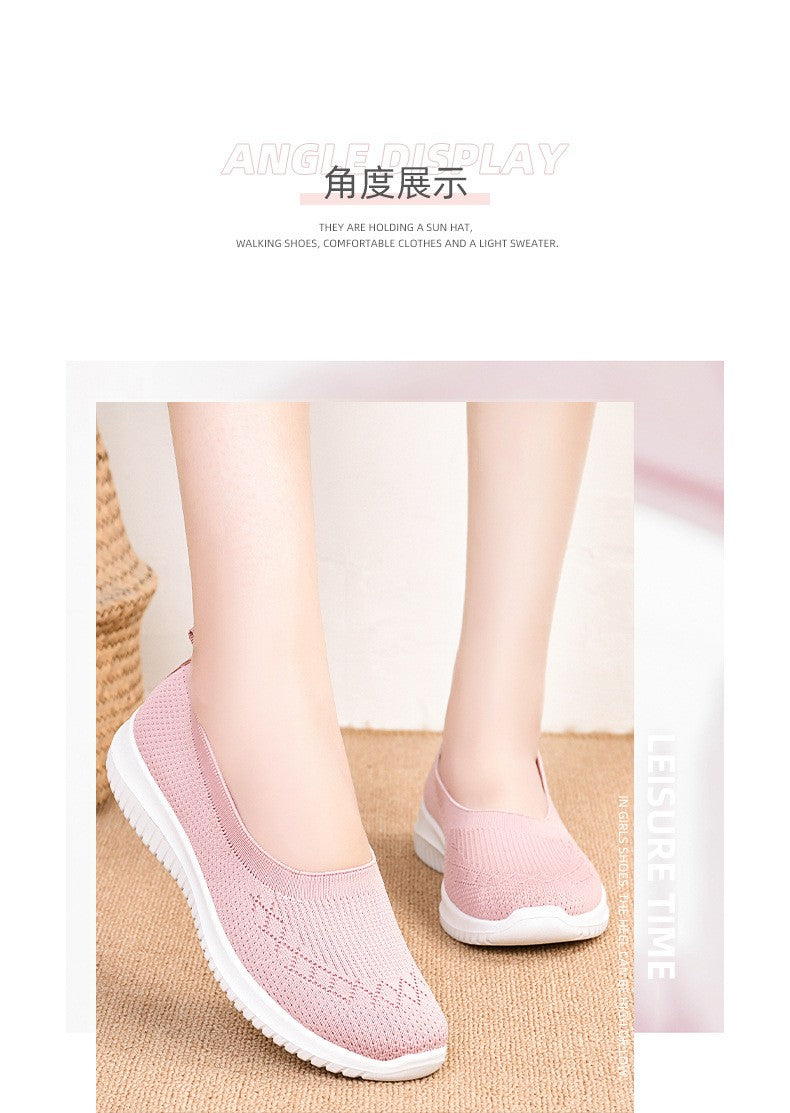 New Women's Shoes Soft Sole Cloth Shoes Large Women's Shoes Casual Mesh Shoes Sports Casual Women's Vulcanized Shoes Low Heels