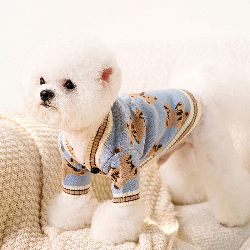 Roupas de luxo para cães, Chihuahua, suéter listrado, Bichon Frise, cachorro, gato, casaco quente, acessórios para cães e gatos, roupinhas para animais de estimação