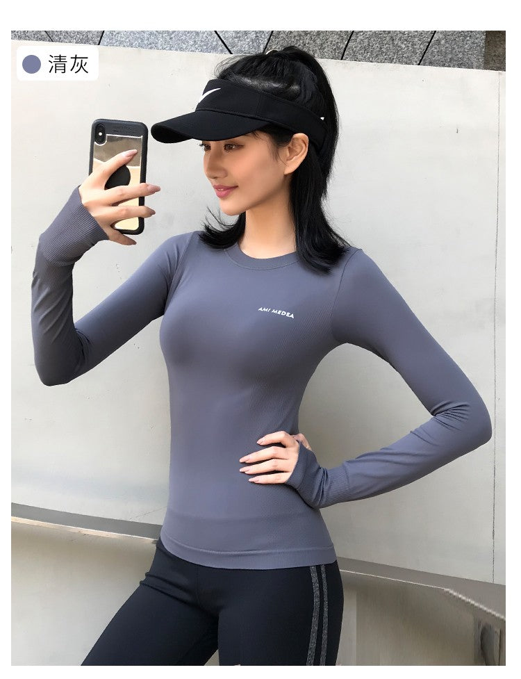 Fitness Tops Women Tight Sports Long Sleeve Yoga Clothing Running Training Clothes Gym Workout Shirt Comfortable Training Cloth