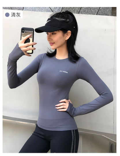 Fitness Tops Women Tight Sports Long Sleeve Yoga Clothing Running Training Clothes Gym Workout Shirt Comfortable Training Cloth