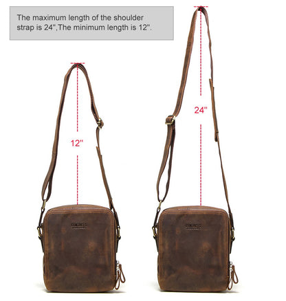 CONTACT'S Genuine Leather Men's Messenger Bag Vintage Sling Shoulder Bags for 7.9" iPad Mini High Quality Male Crossbody Bag Men