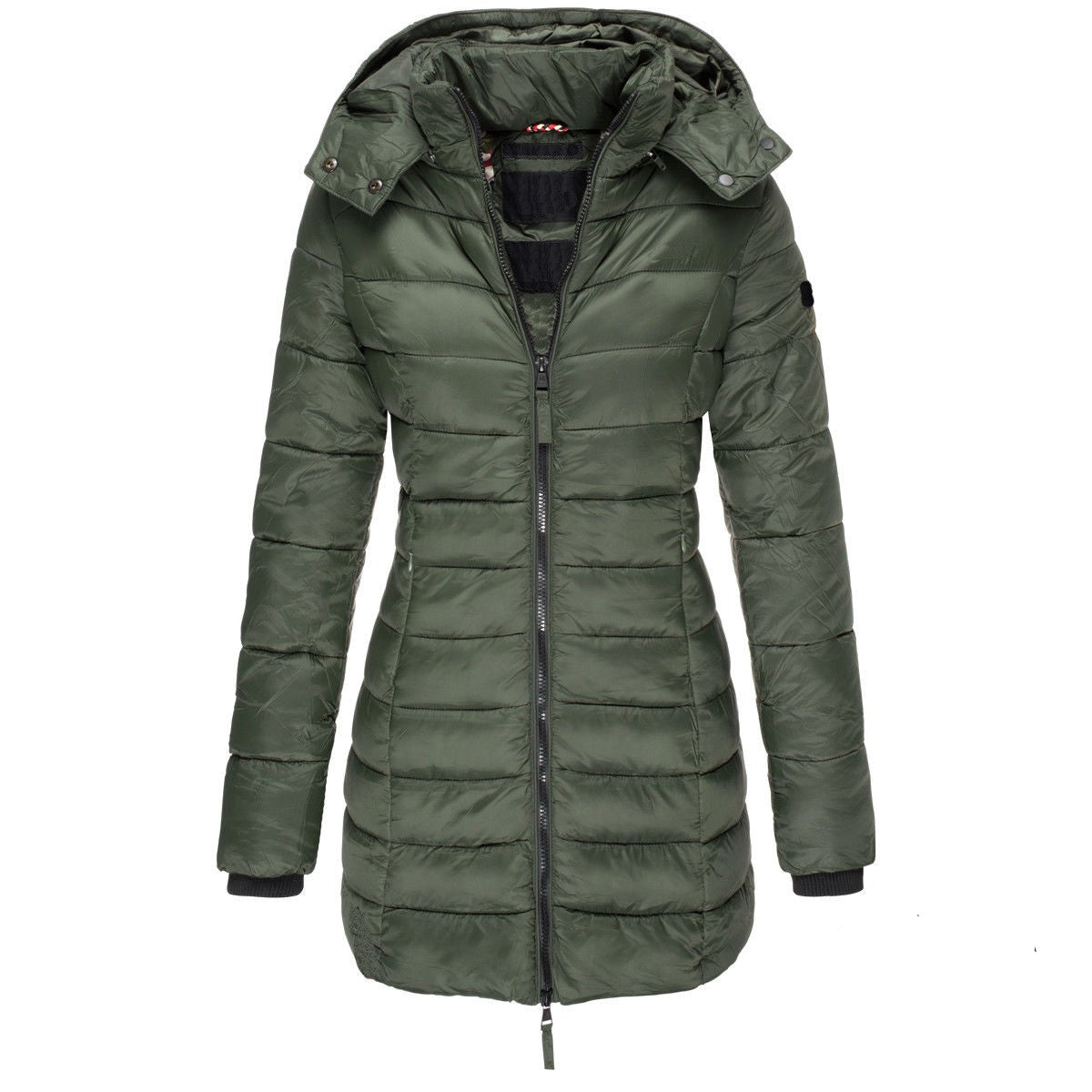 Winter Jackets for Women Zipper Hooded Cotton Padded Jackets Long Sleeve Warm Coat Slim Parka Female Portable Outwear