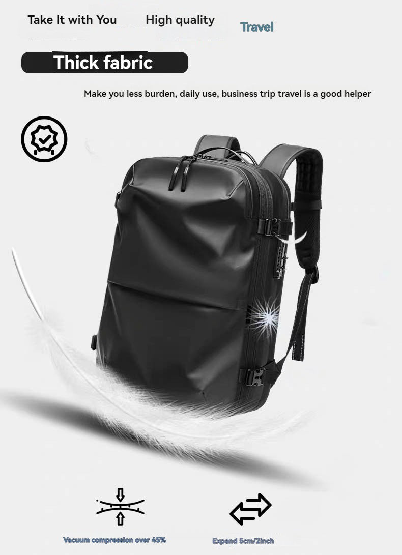 Mochila de viagem a vácuo, sistema de compressão de ar expansível à prova d'água com trava TSA, mochila de viagem