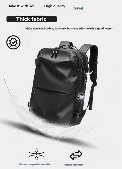 Mochila de viagem a vácuo, sistema de compressão de ar expansível à prova d'água com trava TSA, mochila de viagem