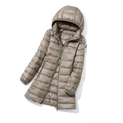 Oversized Womens Down Jackets 2023 New Arrivals  Autumn/Winter Female Long Slim Fit Hat Detachable  Skirt Coat Portable Outwear