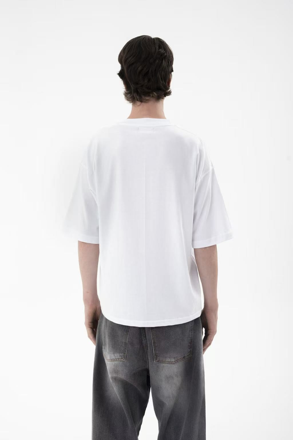 Y2K Hip-hop retro English letter print simple men short-sleeved Harajuku High Street punk Rock Versatile round-neck T-shirt