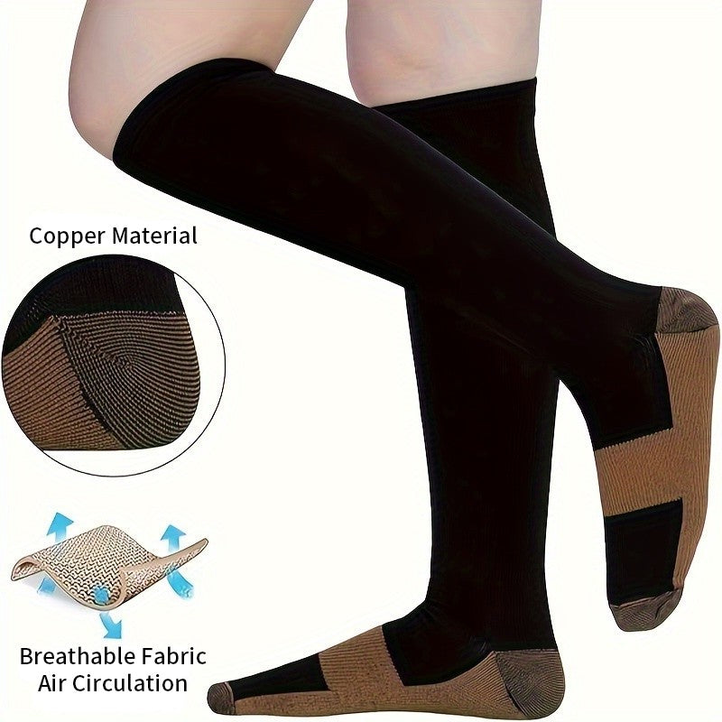 6 pairs copper fiber compression socks for men and women for running and traveling for nurses and pregnant women mid-calf design