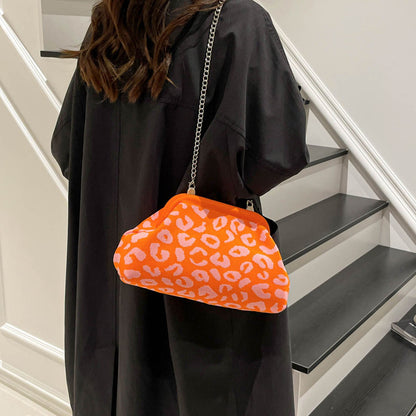 Dopamine Leopard Print Clutch Bag with Detachable Strap Elegant Crossbody Bag Women's Fashion Handbags for Women and Girls