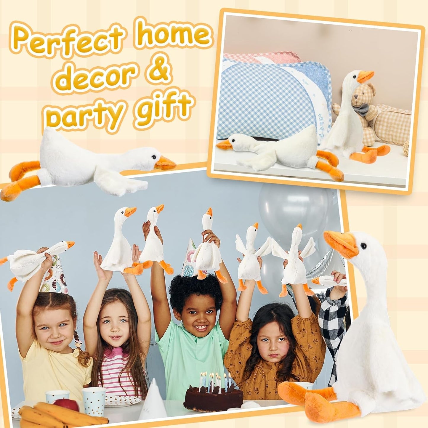 6/16 Peças Lembrancinhas de Festa Ganso Bobo Bichos de Pelúcia Brinquedos de Pelúcia Presentes de Chá de Bebê Aniversário (Tamanho: 25CM)