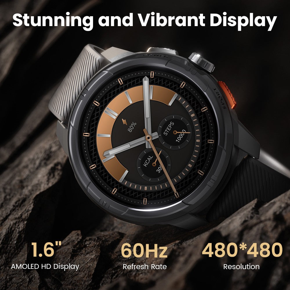 Smartwatch GPS HAYLOU Solar Ultra, Tela AMOLED de 1,6", 5ATM à prova d'água, GPS integrado, Chamadas telefônicas Bluetooth, Relógio inteligente esportivo