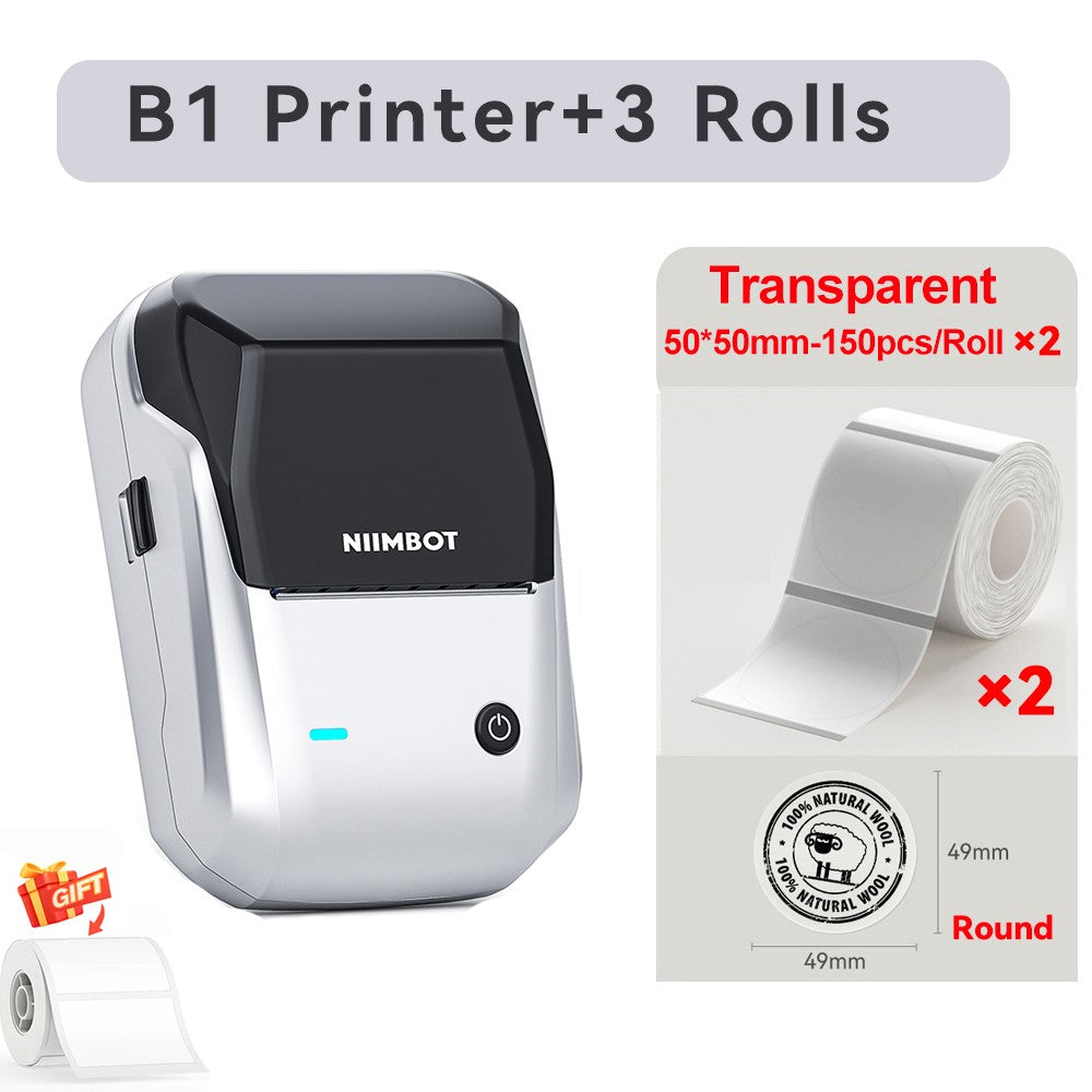Portable Niimbot B1 Wireless Label Maker Adhesive Sticker Printer Labeling Machine DIY 20-50mm Labels for Office Home