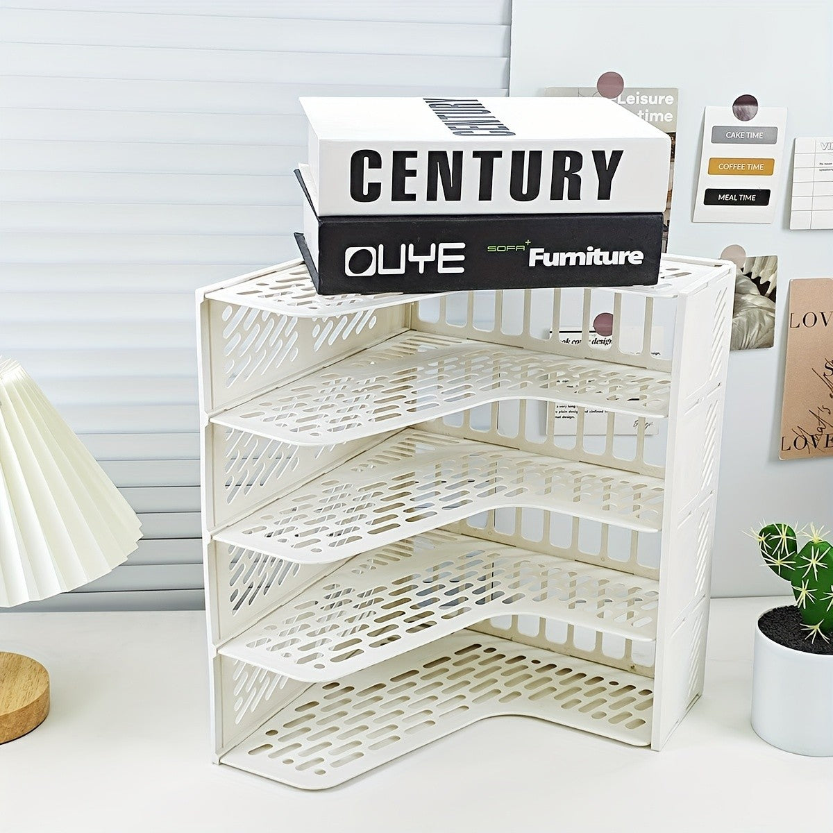 4-Tier Desktop Document Organizer with Open Grid Design - Heavy-Duty file holder, Space-Saving Vertical Organizer for Home Offic