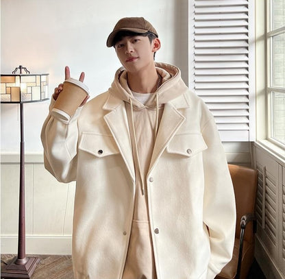 Men's Plus Size Winter Coat 3XL 5XL 300lbs Heavy Thick Wool Blend Trench Coat Vintage British Style Casual Pilot Jacket