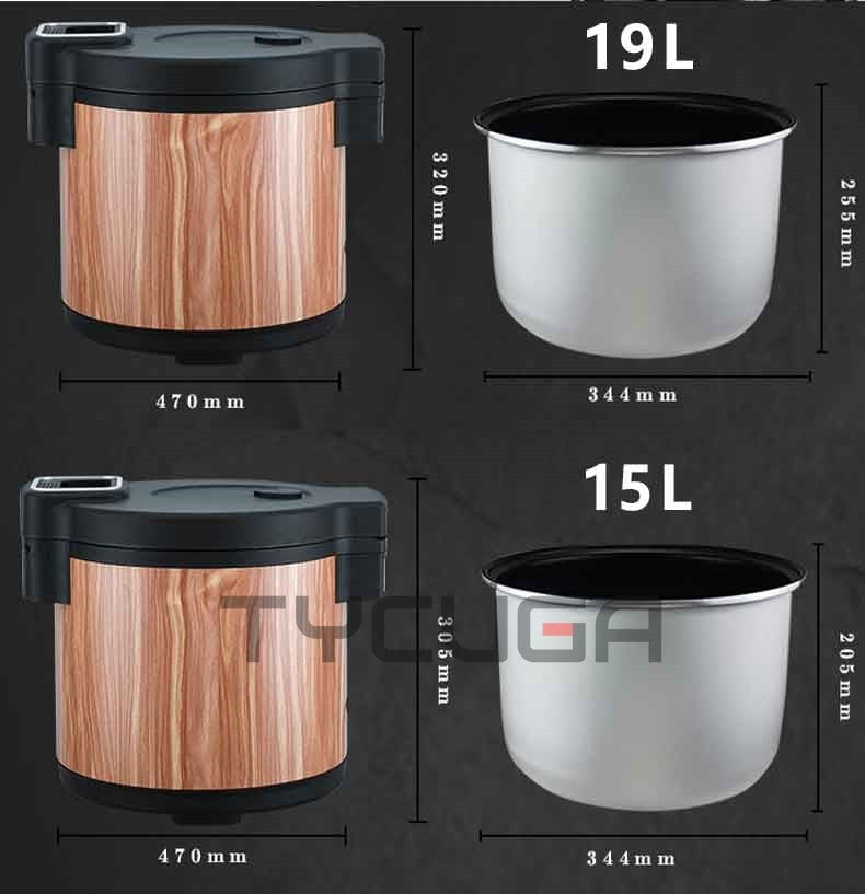 15L Electric Rice Cooker Heating Insulated Food Container Non-stick Inner Soup Warmer Kitchen Appliances For Sushi Restaurant