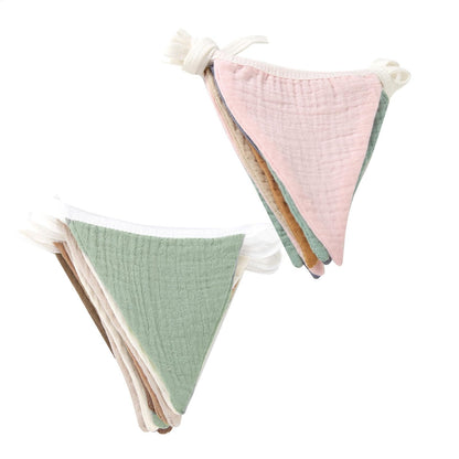 Pennant Banner Flags Nursery Bunting Banner Flags Washable Cotton Fabric Triangle Pennant Garlands for Living Room and Bedroom