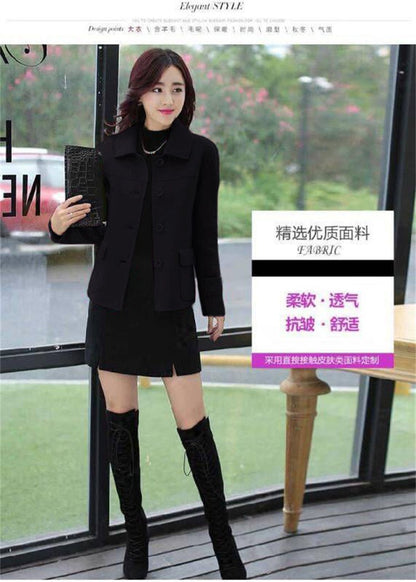 Female Woolen Coat Short Autumn 2024 Solid Color High-End Woolen Jacket Casual Single breasted Lapel Outerwearl