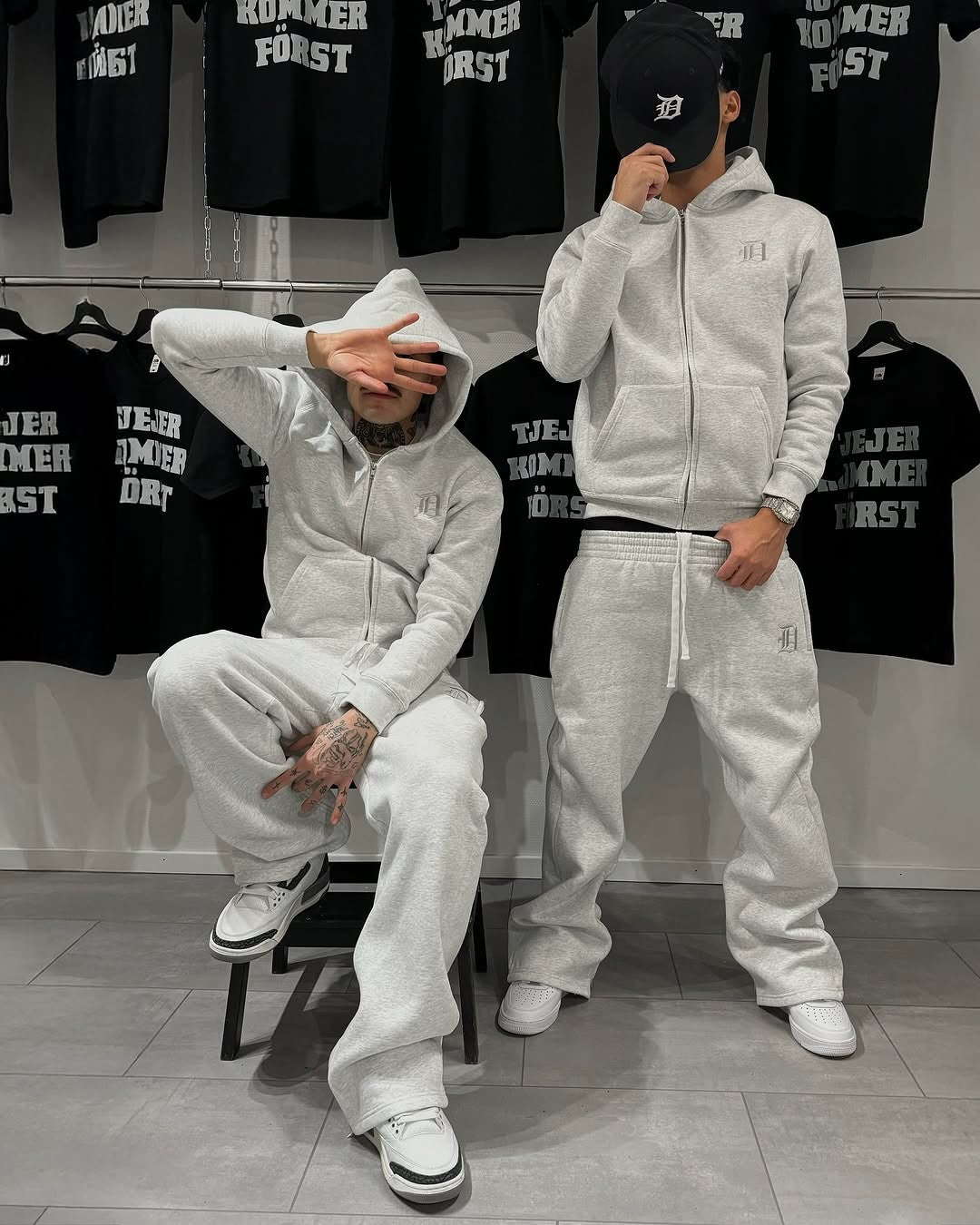 New embroidered retro pattern zipper hoodie Y2K men clothing Harajuku women clothing casual sweatpants couple suit tracksuit