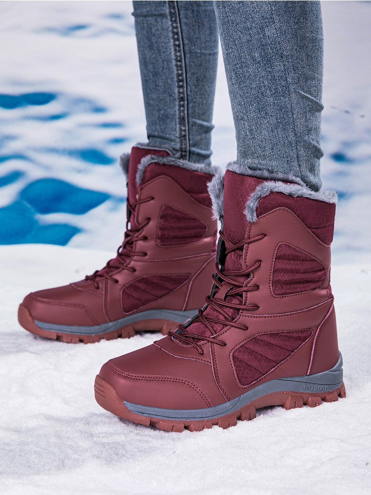 Winter Women's Snow Boots High Top Hiking Boots for Women Winter Outdoor Walking Sneakers Waterproof Plush Warm Platform Boots
